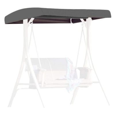 Patio Swing Canopy Replacement Cover for 2/3-Seat Garden Swing, Waterproof Sun Protection, Gray, 210D, 191 × 120 × 18/23 cm