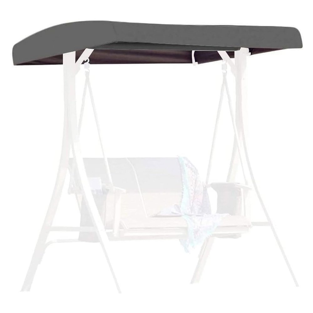 Patio Swing Canopy Replacement Cover for 2/3-Seat Garden Swing, Waterproof Sun Protection, Gray, 210D, 191 × 120 × 18/23 cm