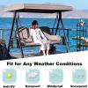 Patio Swing Canopy Replacement Cover for 2/3-Seat Garden Swing, Waterproof Sun Protection, Gray, 210D, 191 × 120 × 18/23 cm view 2
