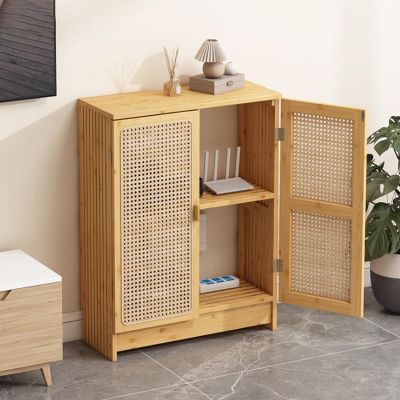 AYHARYLH Hidden Wi-Fi Router Cabinet with Double Shelves, Natural, 70 x 50 x 25 cm