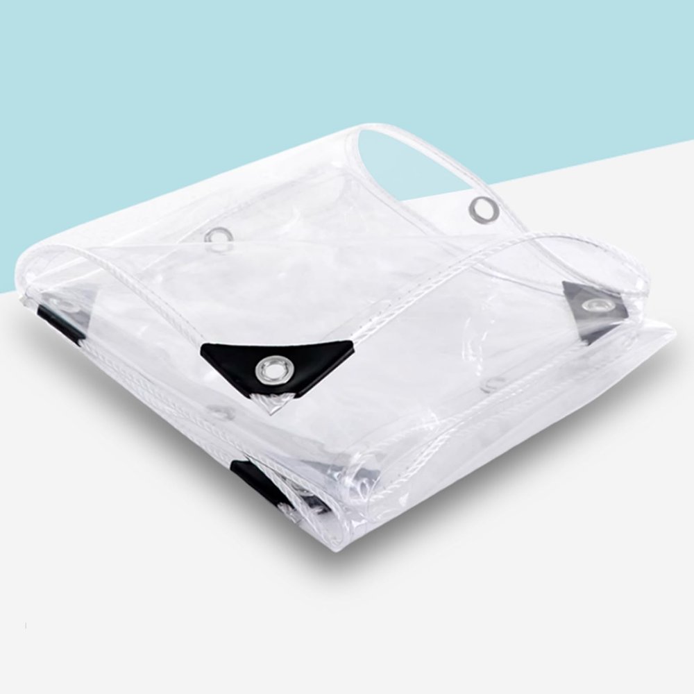 ZHUOZ1T Transparent Waterproof PVC Tarp, UV-Resistant, Weatherproof, Tear-Resistant, 1.8 m x 1.8 m