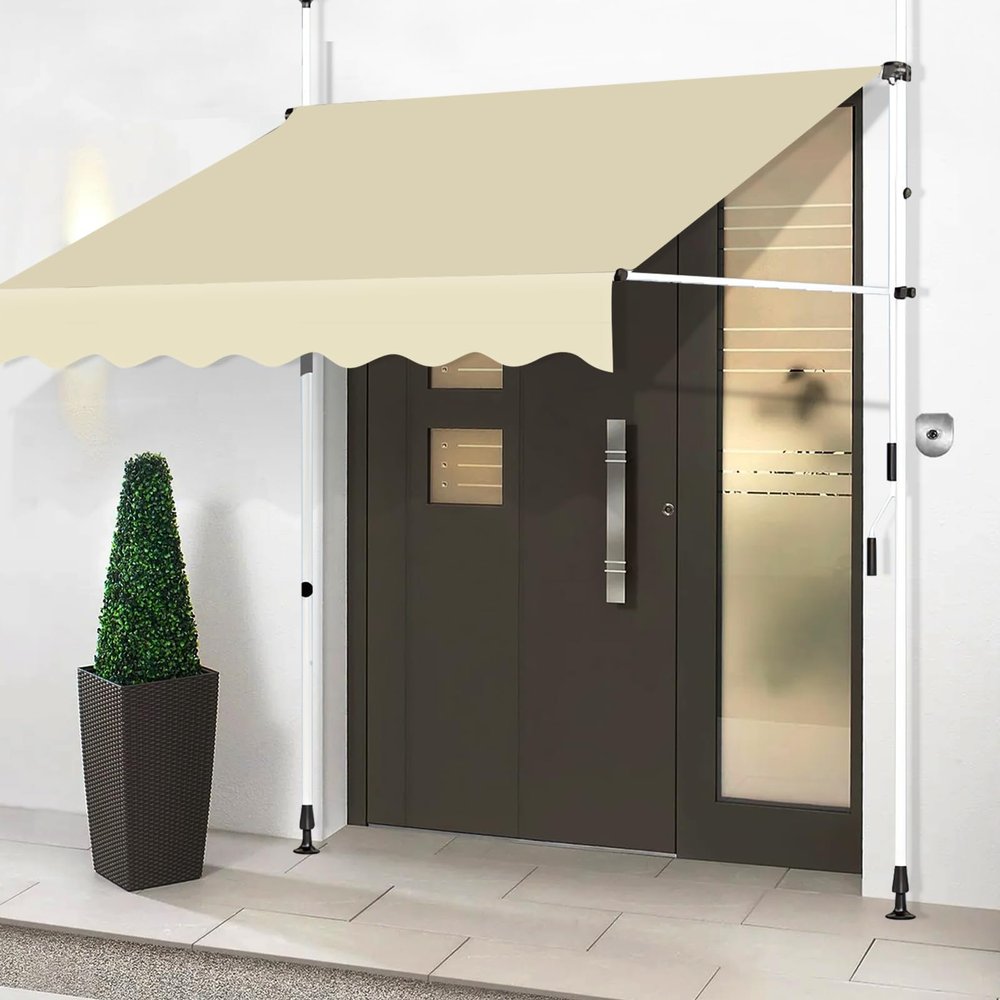 Adjustable Freestanding Patio Awning with Hand Crank, 2.5 m High
