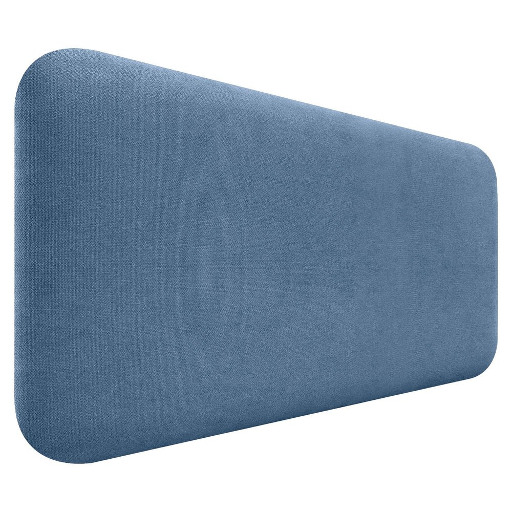 DHOME Upholstered Rounded Aqualine Fabric Headboard, Wall-Mounted Sound-Dampening, Blue, 90 cm