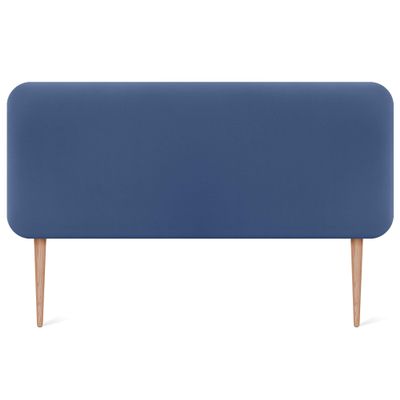 DHOME Smooth Rounded Faux Leather Headboard with Legs, Blue, 135 cm