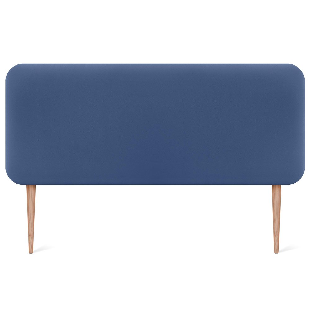 DHOME Smooth Rounded Faux Leather Headboard with Legs, Blue, 135 cm
