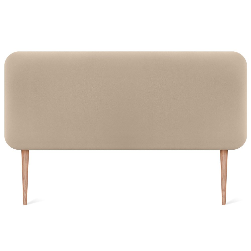 DHOME Upholstered Rounded Faux Leather Headboard with Legs, Beige, 160 cm