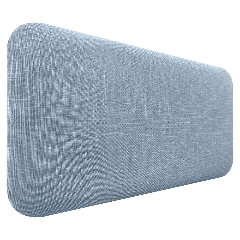 DHOME Upholstered Smooth Rounded Natural Linen Wall-Mounted Acoustic Headboard, Blue, 95 cm
