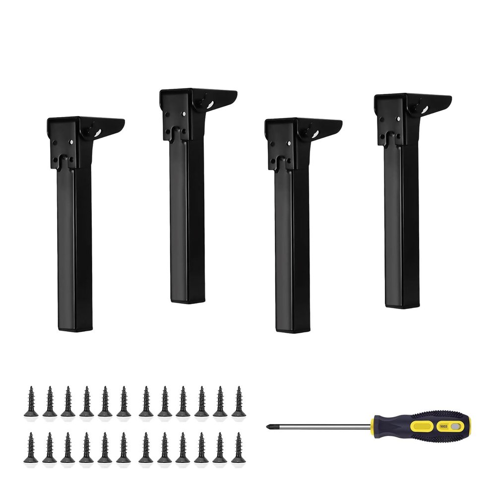 4-Pack 90° Folding Table Legs, 55 cm, Black