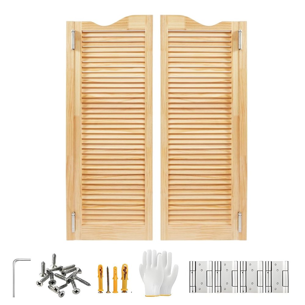 Wooden Western Saloon Swing Door, 117 x 100 cm, Wood Color