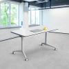 Folding Conference Table with Casters, Flip-Top, White, Rectangular, for 2–10 People, 155 cm view 1