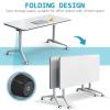 Folding Conference Table with Casters, Flip-Top, White, Rectangular, for 2–10 People, 155 cm view 3