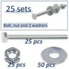 AERZETIX Set of 25 M4 x 45 mm Hex-Head Screws, 50 M4 x 12 mm Wide Washers and 25 M4 Hex Nuts view 2