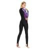 Women's One-Piece Neoprene Rash Guard Swimsuit with Long Sleeves, Purple/Black, XXL view 3