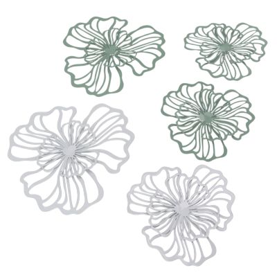 Fockety Metal Wall Art, Set of 5 Double-Layer 3D Iron Flowers
