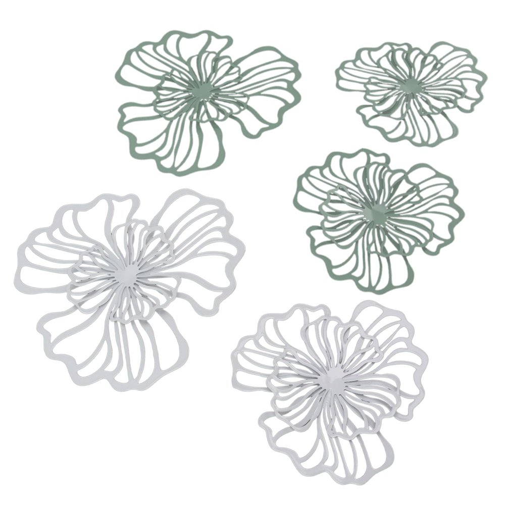 Fockety Metal Wall Art, Set of 5 Double-Layer 3D Iron Flowers