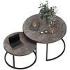 HOMCOM Round Coffee Table Set of 2, Nesting, Dark Gray view 1