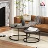 HOMCOM Round Coffee Table Set of 2, Nesting, Dark Gray view 2