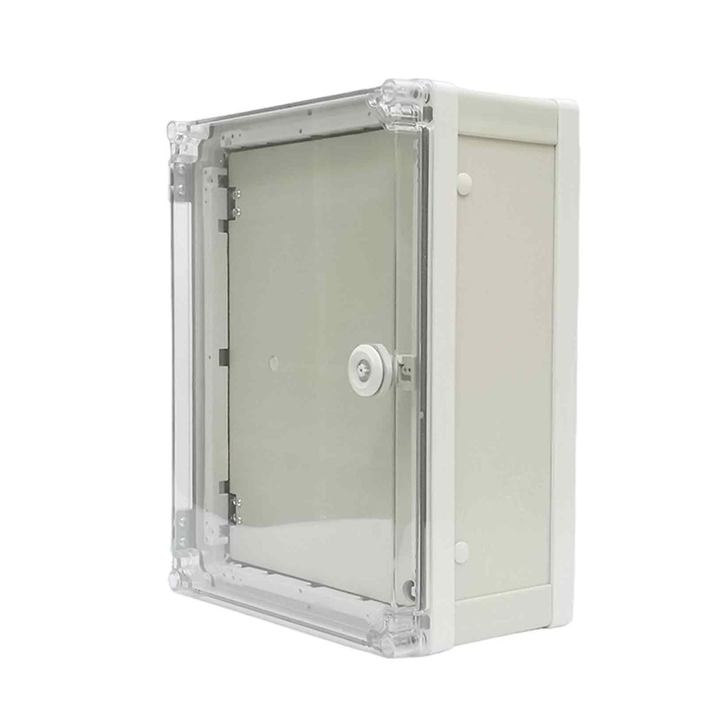 Waterproof PVC Outdoor Junction Box, Double-Door Design with Hinged Cover and Weather-Resistant Mounting Plate, 20 x 30 x 22 cm