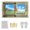 Flush-Mounted Shed Window, 50–100 B Chicken Coop Window with Tempered Glass and Screen, Sliding Window for Shed, Chicken Coop, Playhouse and Garage (Champagne, 76 x 40 cm) view 1