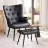 Ckaff Wingback Chair with Ottoman, Black view 1