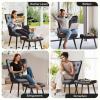 Ckaff Wingback Chair with Ottoman, Black view 2