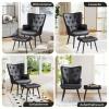 Ckaff Wingback Chair with Ottoman, Black view 3