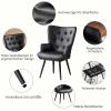 Ckaff Wingback Chair with Ottoman, Black view 4