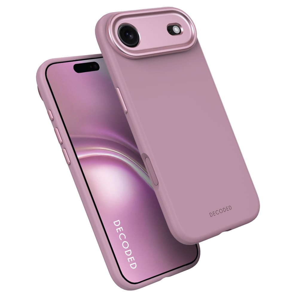 DECODED Silicone Case for iPhone 17 Air, Premium Soft-Touch, Antibacterial Coating, MagSafe Compatible, Drop Protection, Scratch-Resistant, Metal Buttons, Secure Grip, Pink