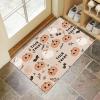 Halloween Indoor Doormat, Machine Washable, Beige Pumpkins & Ghosts view 1
