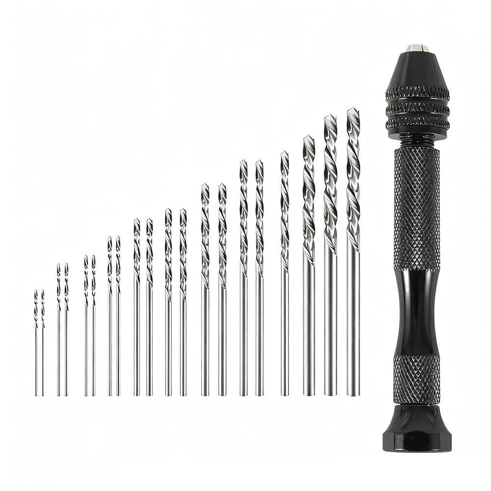 Mandouer 21-Piece Hand Drill Set with 20 HSS Mini Drill Bits (0.6–3.0 mm)