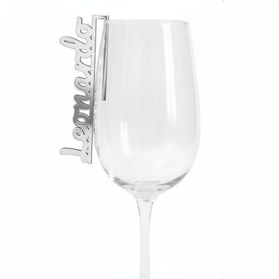 Juwelier Schnschmied Personalized Acrylic Glass Tag, Name Marker for Glasses, Beverage Marker, Glass Marker, for All Glasses, Party & Wedding, Silver, 10 cm