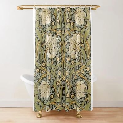 EIWAXU Beige Fabric Shower Curtain for Bathroom, 190 x 240 cm, Washable Waterproof Polyester with Hooks