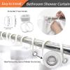 EIWAXU Beige Fabric Shower Curtain for Bathroom, 190 x 240 cm, Washable Waterproof Polyester with Hooks view 3