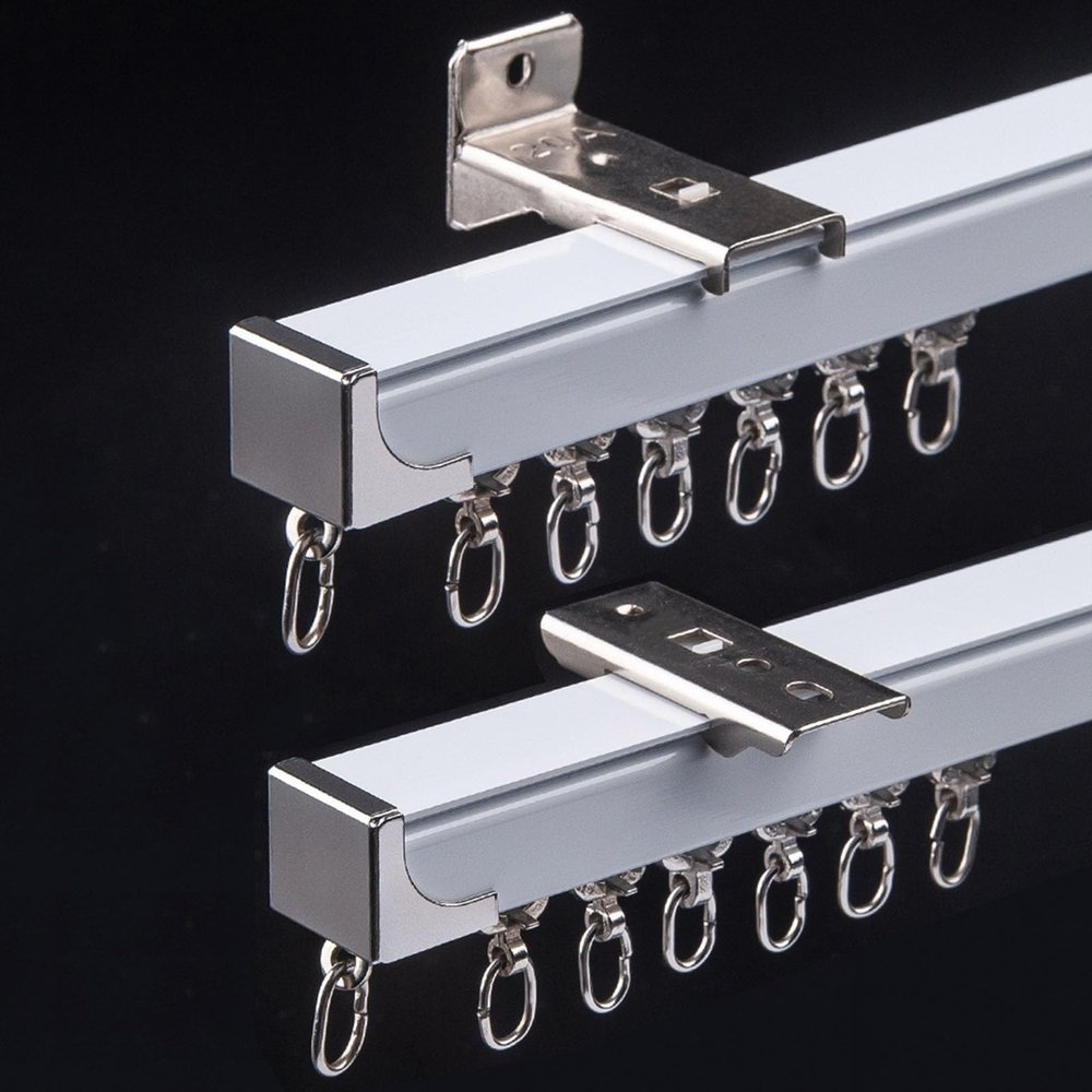 Ceiling or Wall-Mount Aluminum Curtain Track, 125 cm, White