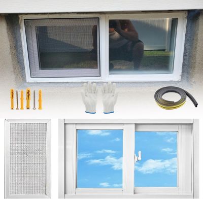 Sliding Window with Tempered Glass and Removable Privacy Screen, White, 74 x 20 cm