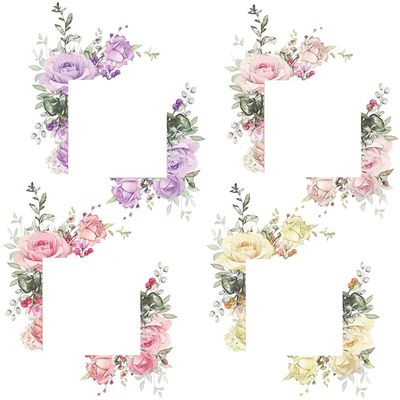 BEAMARKER 4-Piece Green Plant and Rose Light Switch Stickers, 9.5 x 5.7 cm
