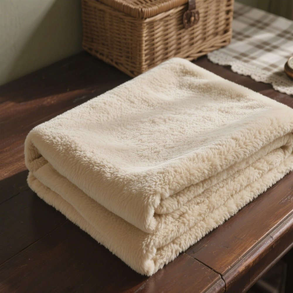 GOUTUI Flannel Blanket 145 x 300 cm, Soft & Washable, Cream