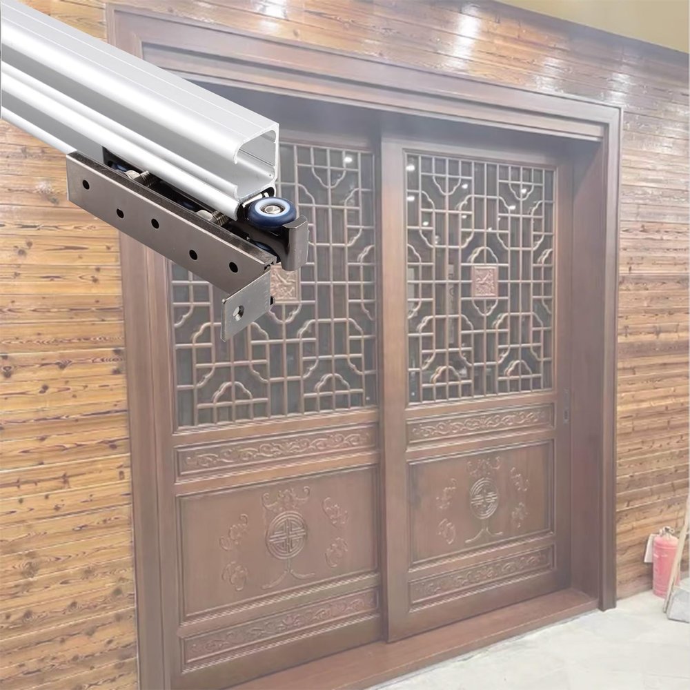 Bypass Sliding Door Hardware Kit with Twin Rails, 9.5 ft/290 cm