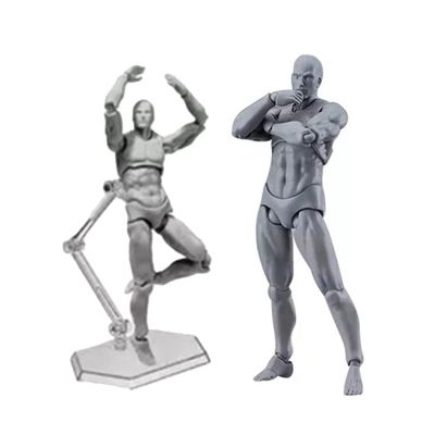 Oytrui Action Figure Body, Adjustable Poses, Movable PVC Mannequin with Stand for Desktop Decoration, Painting and Photography Props (Male)