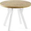 Round XXL Extendable Dining Table, Loft Style, 100–300 cm, White Wooden Legs, Light Brown Oak view 2