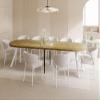 Round XXL Extendable Dining Table, Loft Style, 100–300 cm, White Wooden Legs, Light Brown Oak view 4