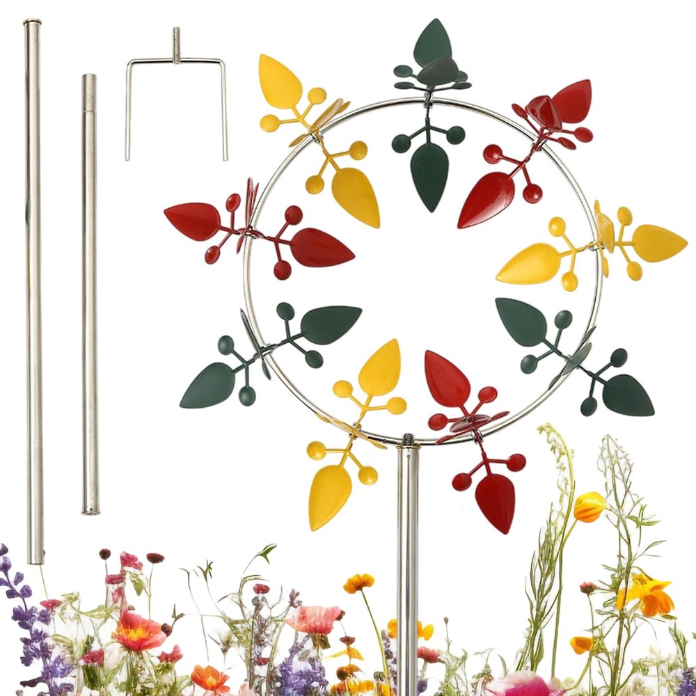 Metal Wind Spinner with Ground Stake, Multicolored