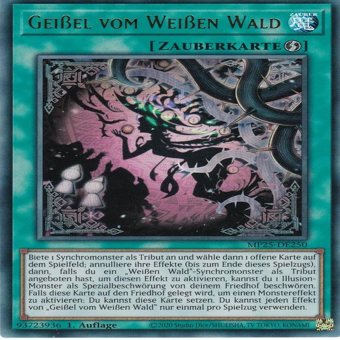 Yu-Gi-Oh! - Scourge of the White Forest MP25-DE250 Ultra Rare 1st Edition German 2025 Mega-Pack Tin - with LMS Trading Field Center Card