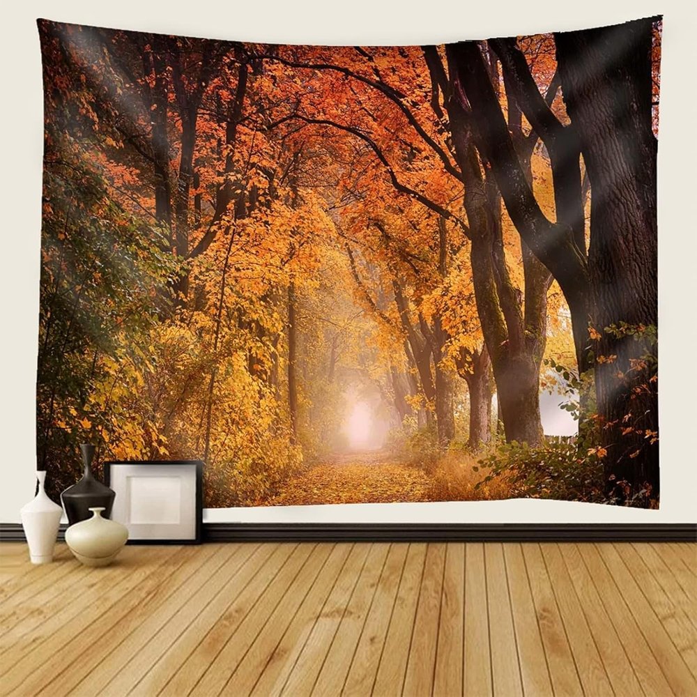 Autumn Forest Landscape Wall Tapestry 250 x 300 cm, 3D Print