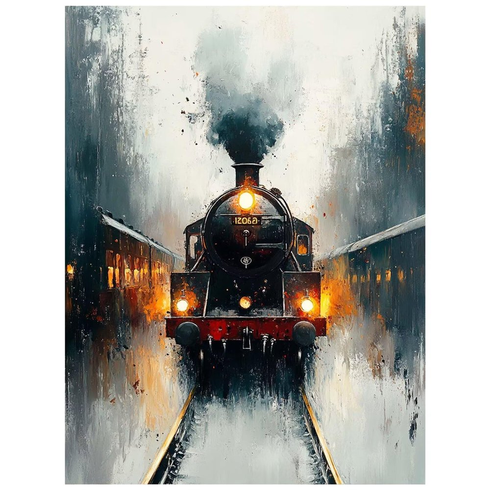 Adult Paint by Numbers Set, Train Landscape Canvas, 135 x 100 cm, 8YH-3528