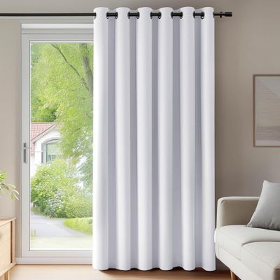QINLIQIN Blackout Curtain, 1 Piece, 255 x 160 cm, Sound-Reducing, White