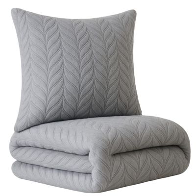 Leonado Vicenti Cozy Plush Floral Damask Bedding Set, Gray, Extra Warm, 155 x 220 cm