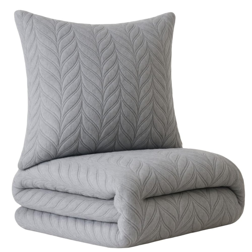 Leonado Vicenti Cozy Plush Floral Damask Bedding Set, Gray, Extra Warm, 155 x 220 cm
