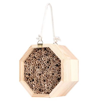 Acouto Wooden Bee House Nesting Box for Outdoor Garden Decor