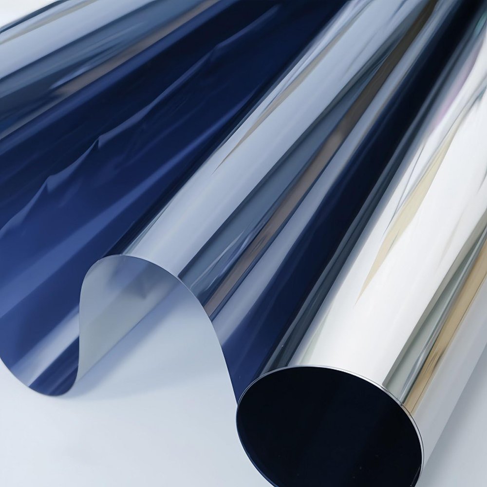 Window Sun Control Film 40 x 500 cm, 99% UV Protection, Heat-Rejecting, Blackout, One-Way Mirror Film, Light Blue